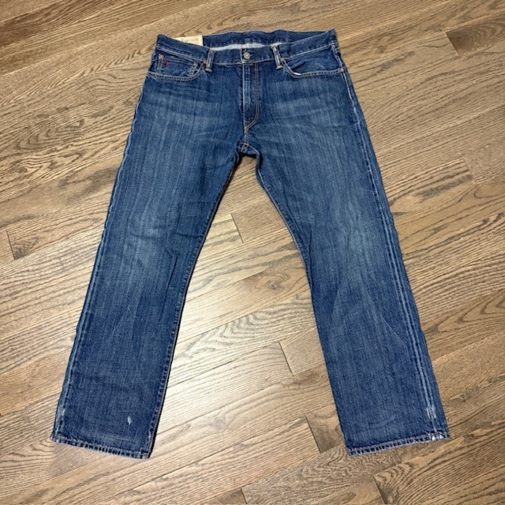Polo Ralph Lauren Mens Straight Leg Blue Selvedge Denim Jeans 36x30 Medium Wash
